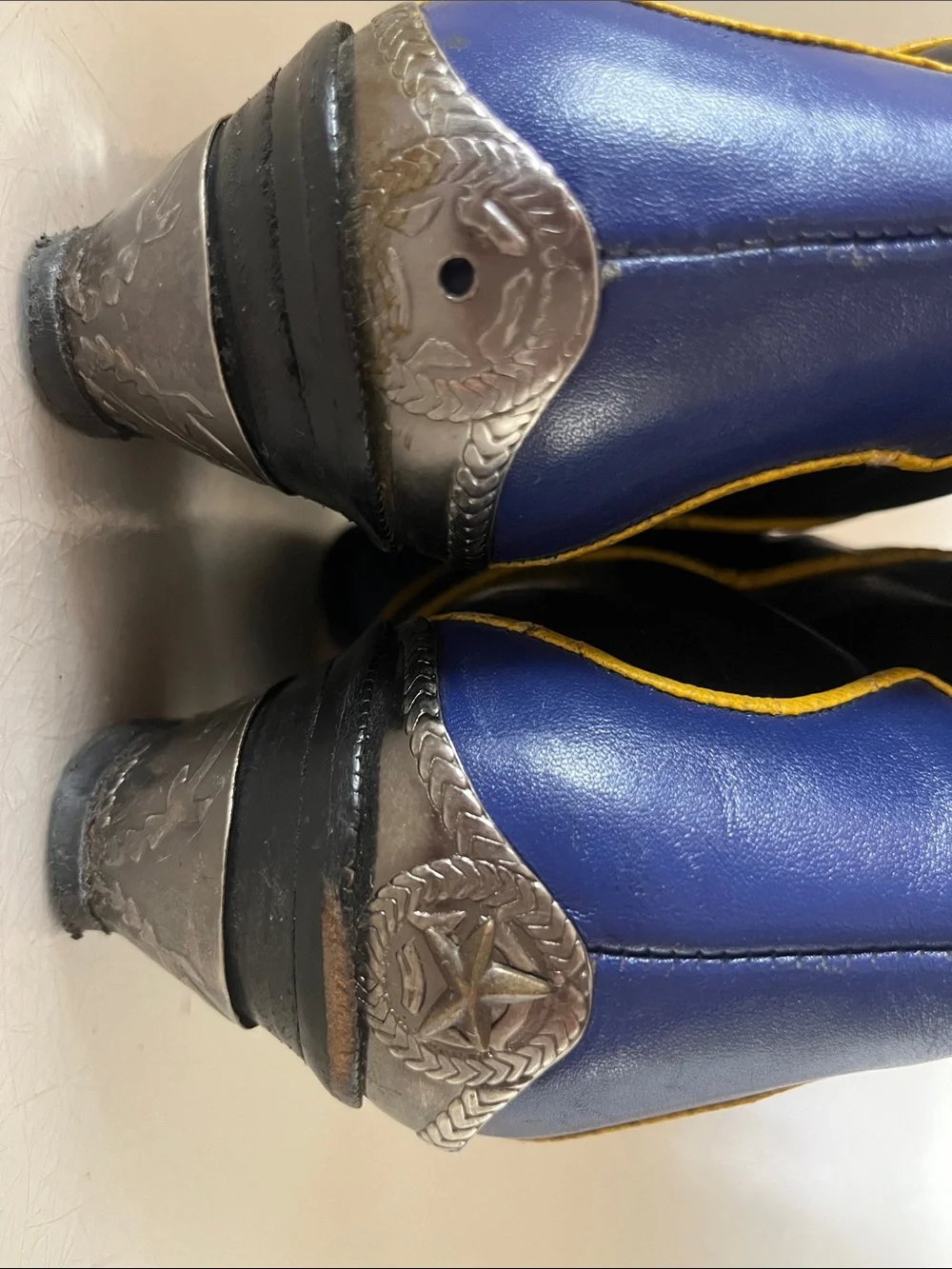 VINTAGE Hippopotamus Genuine Leather Cowgirl Boots Royal Blue size 9